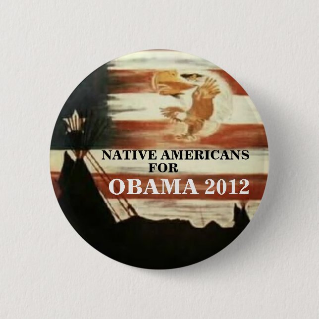 Native Americans for Obama 2012 2 Inch Round Button (Front)