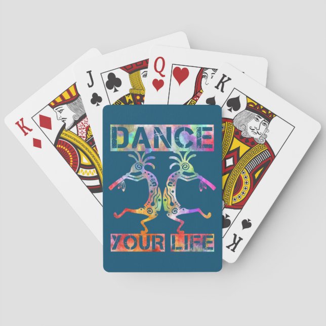 Native Americans Kokopelli - Dance Your Life 3 Playing Cards (Back)