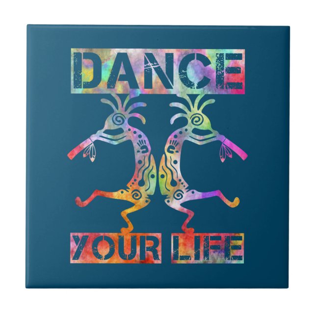 Native Americans Kokopelli - Dance Your Life 3 Tile (Front)