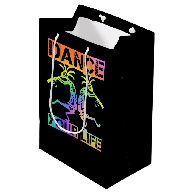 Native Americans Kokopelli - Dance Your Life 4 Medium Gift Bag (Front Angled)