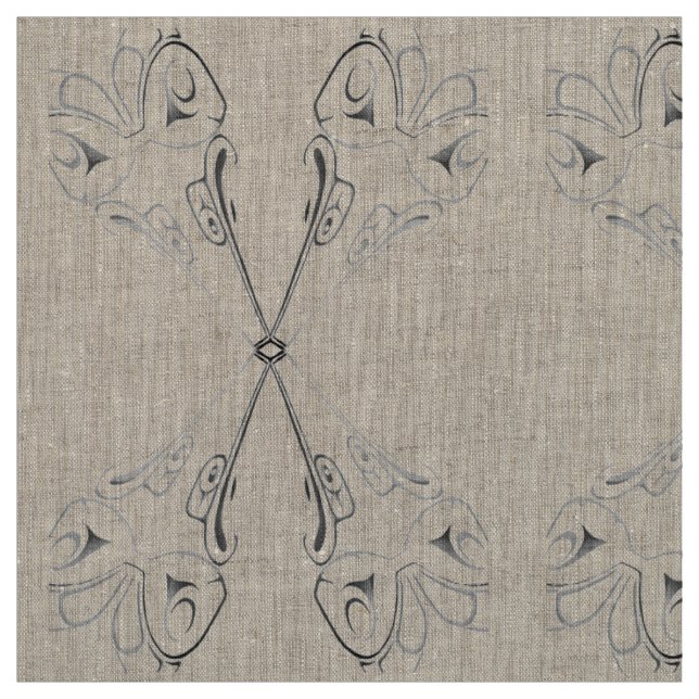 Native Art Fabric Eagle Totem Pole Tribal Fabric (Swatch)