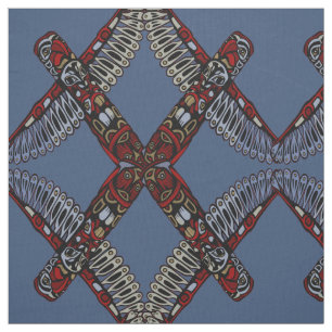 Native Art Fabric Eagle Totem Pole Tribal Fabric