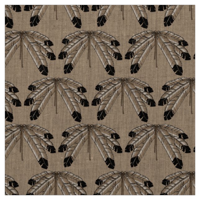 Native Art Fabric Tribal Eagle Feather Art Fabric (Swatch)