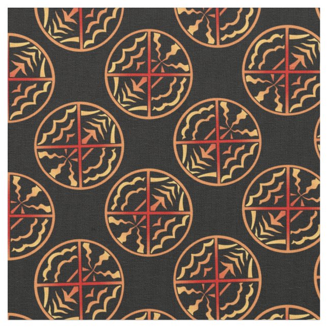 Native Art Fabric Tribal Spiritual Elements Fabric (Close Up)