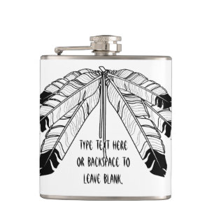 Native Art Flask Custom Eagle Feather Tribal Flask