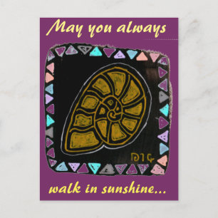 Native-art style golden snail postcard