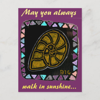 Native-art style golden snail postcard