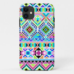 Native Aztec Colourful Shapes & Stripes pattern iPhone 11 Case