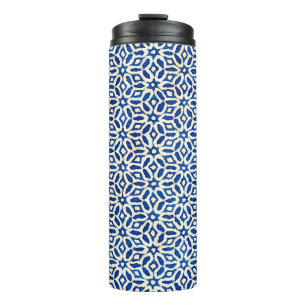 Native batik watercolor artistic blue and white pa thermal tumbler