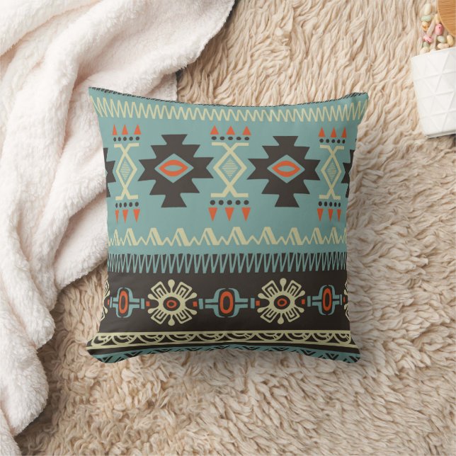 Native Blanket Pattern Throw Pillow (Blanket)