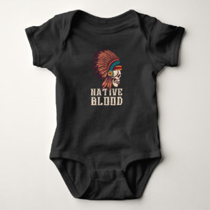 NATIVE BLOOD Indian Chieftain Skull Native Baby Bodysuit