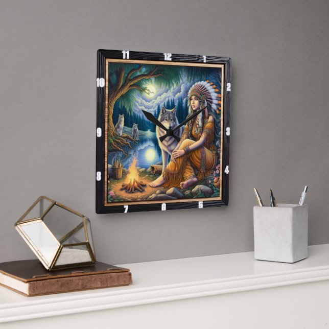 Native Bloom: Pond Lilies Morning Light Square Wall Clock (Office)