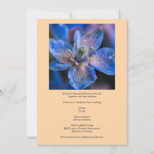 Native Blue Borage Bloom On Peach  Invitation