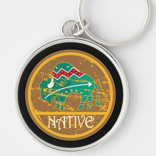 Native Buffalo Painting Keychain (Front)