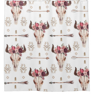 Native bull skul and arrows tribal seamless patter