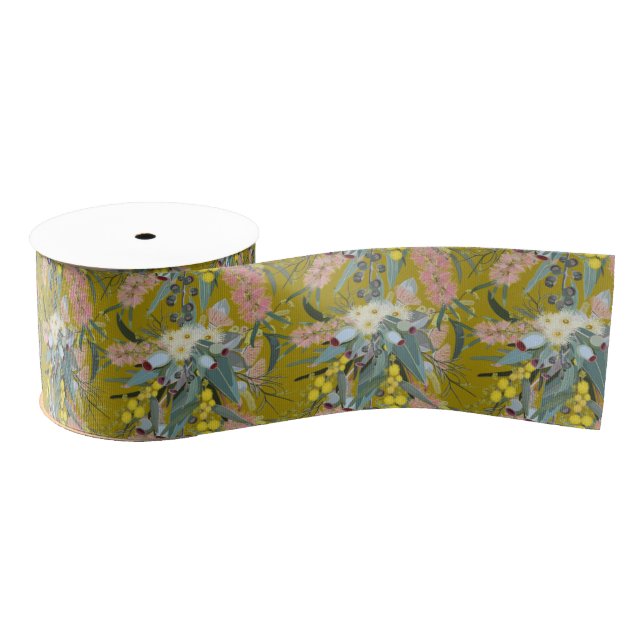  Native Bush Blooms Mustard Grosgrain Ribbon (Spool)