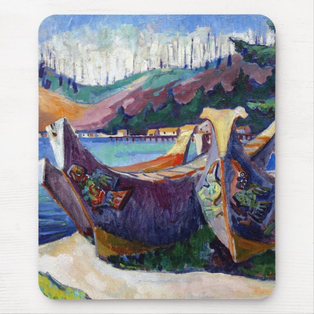 Native Canadian Emily Carr Painting War Canoes Mouse Pad (Front)