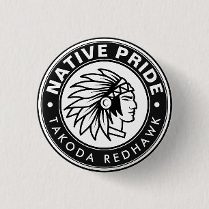 Native Chief Logo Native Pride Personalized Name 1 Inch Round Button