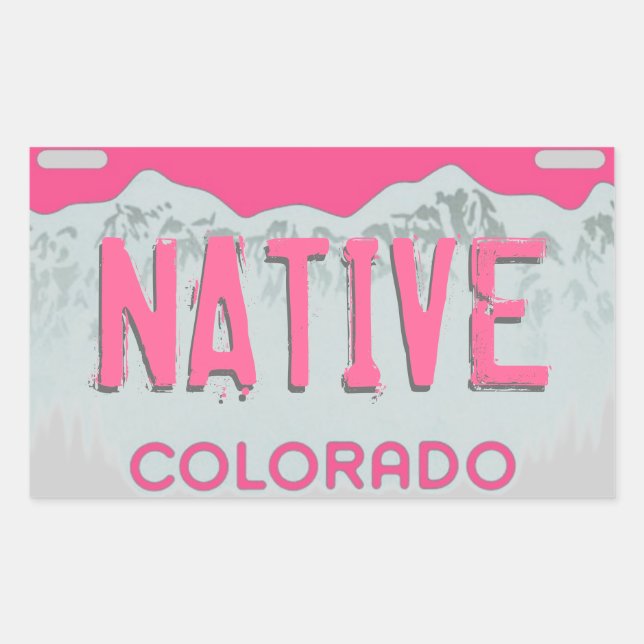 Native Colorado artsy pink license plate stickers (Front)
