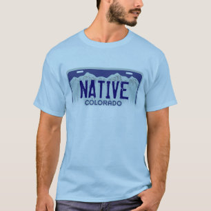 Native Colorado blue license plate guys tee