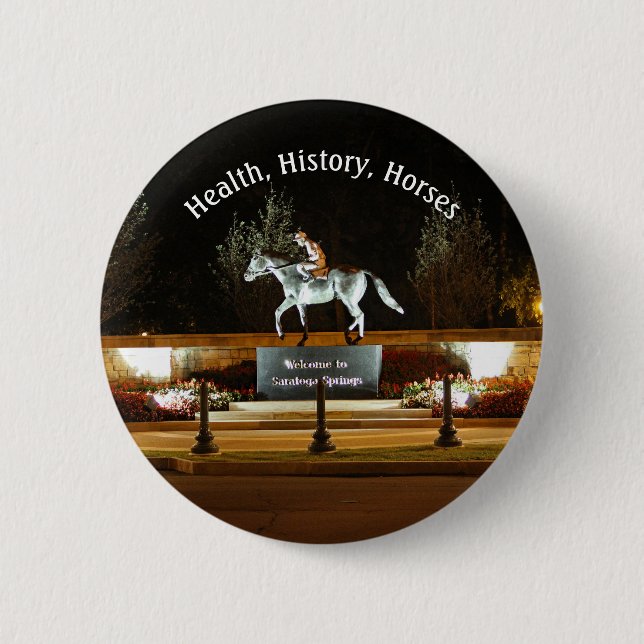 Native Dancer Horse Statue Saratoga Pin Button (Front)
