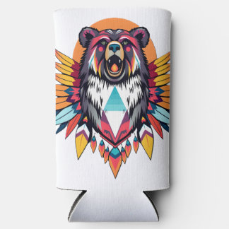 Native Decorated Bear Seltzer Can Cooler