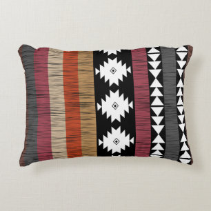 Native Ethnic Colourful Lines Pattern  Accent Pillow