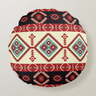 Native fabric. Geometric design kilim. Ethnic trib Round Pillow