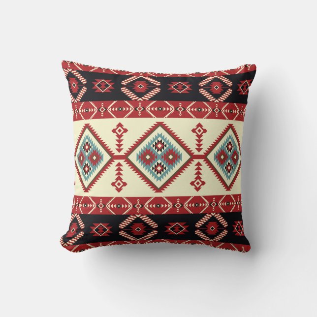 Native fabric. Geometric design kilim. Ethnic trib Throw Pillow (Front)