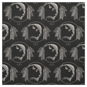 Native Fabric Tribal Wildlife Art Fabric Buffalo