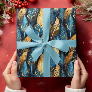 Native Feathers Pattern Tribal Boho Indigenous Wrapping Paper