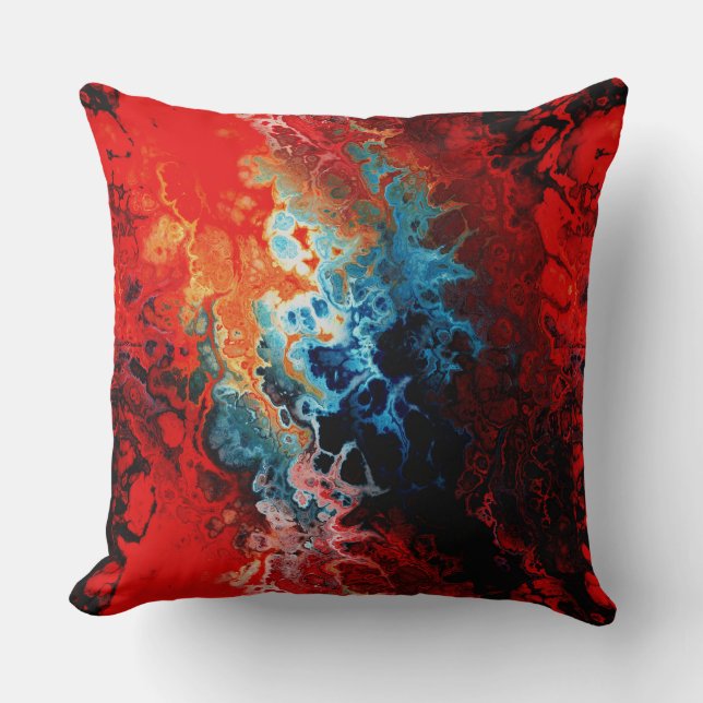 Native Fire Fractal Throw Pillow (Front)
