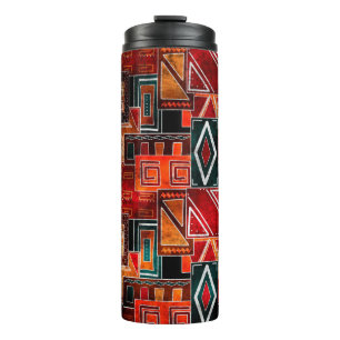 Native folk grunge ornamental pattern background thermal tumbler