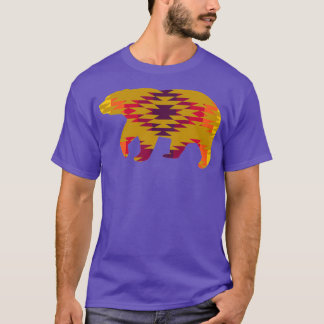 Native Geometric Print Tan Bear  T-Shirt