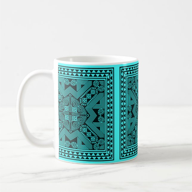 Native Hmong Hill Tribe Pattern Coffee Mug (Left)