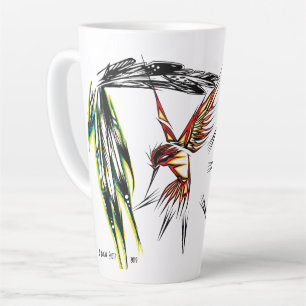 Native Hummingbird totem Latte mug