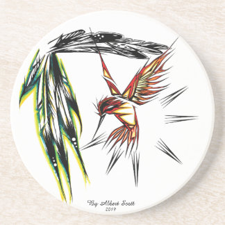 Native hummingbird totem style coaster
