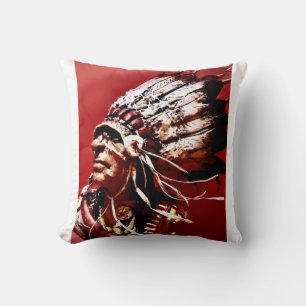 Native "Hunkpapa Chief" original art Throw Pillow