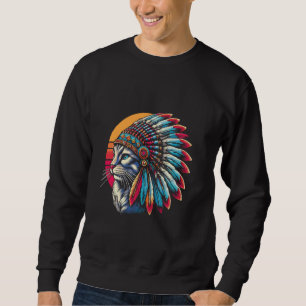 Native Indian American Cat Headdress Men Women Kid Sweatshirt