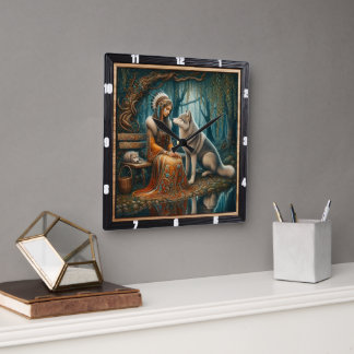 Native Indian Forest: A Moment of Stillness Square Wall Clock