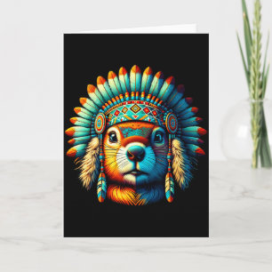 Native Indian Groundhog Native American Indian Fea Card
