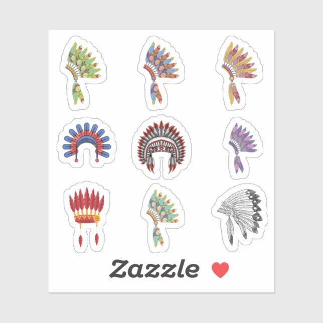 Native Indian Headdress Stickers (Sheet)