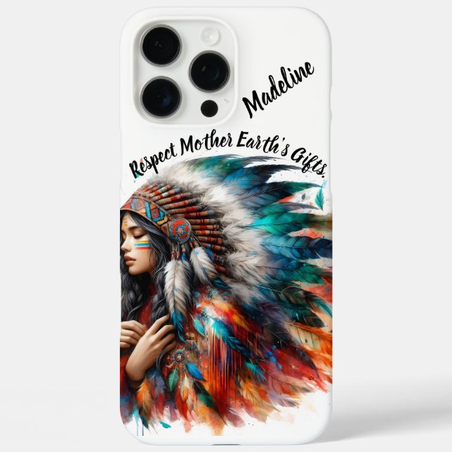 Native Indian woman stands proudly Case-Mate iPhone Case (Back)