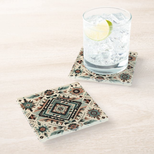 Native Inspiration  Glass Coaster (Angled)