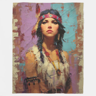 Native Inspired Boho Art Throw Blanket