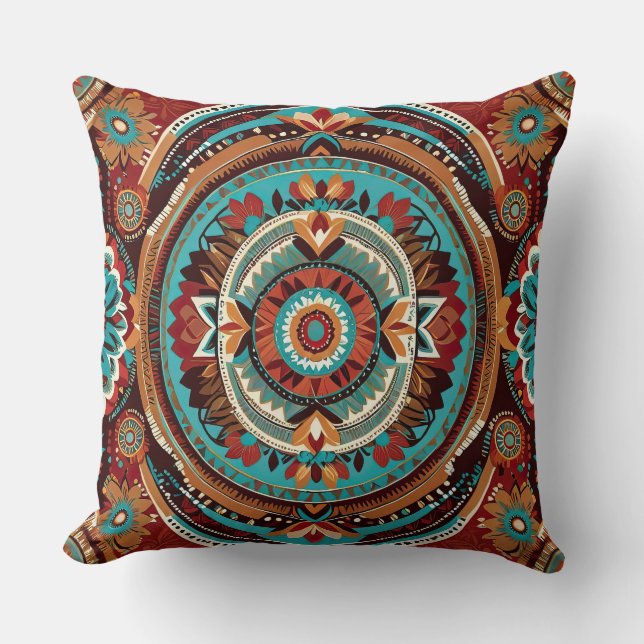 Native Inspired Geometric Throw Pillow (Front)