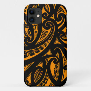 Native Maori style tribal tattoo with bright colo iPhone 11 Case