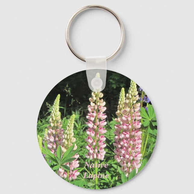 Native Minnesota Pink Lupine Keychain (Front)