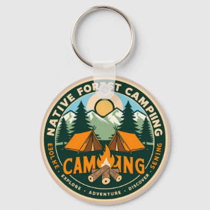 Native Mountain Camping Keychain