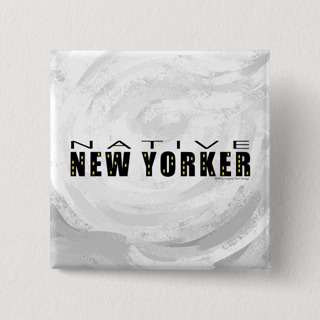 Native New Yorker black 2 Inch Square Button (Front)